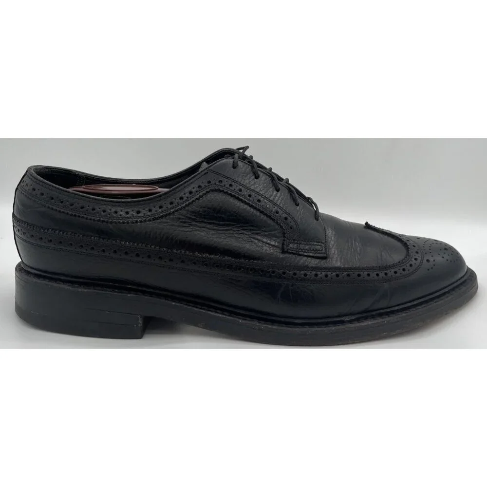 Vintage Florsheim Imperial Size 12D Black Leather Cordovan Wingtip Oxfords 76019
